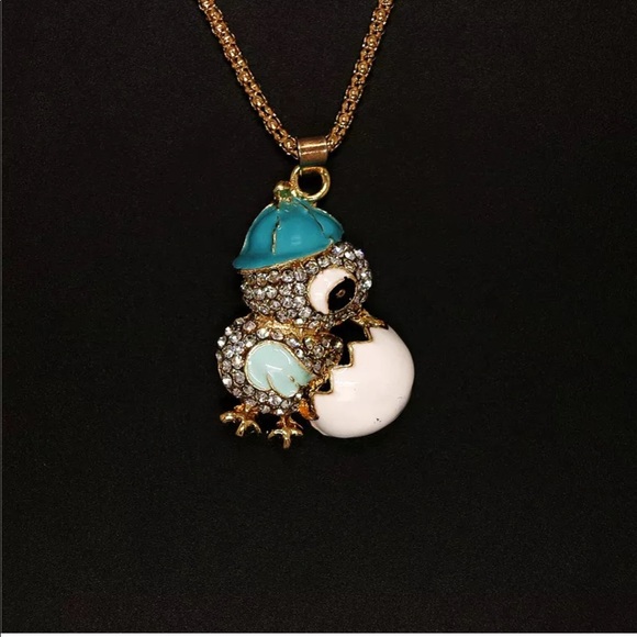 Crystal Baby Chick With Egg Necklace - Picture 2 of 5